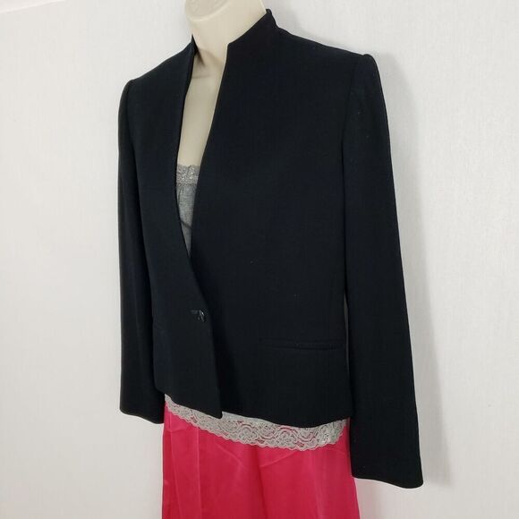 Vtg Suits Galore Jim Baldwin Wool Blazer Women's Size 6 Black One Single Button - Picture 5 of 9